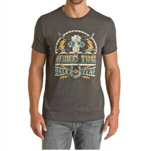 NEW RODEO TIME short sleeve graphic tee in charcoal
